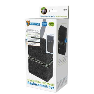 Superfish Kit de Remplacement pour Filtre d'angle, Charbon Actif et Zéolite Crystal Clear, 2 Pièces, pour Aquariums QubiQ 30 & 60 et Quadro 40 & 70 (Corner Filter 100) (L'Aquarium, neuf)