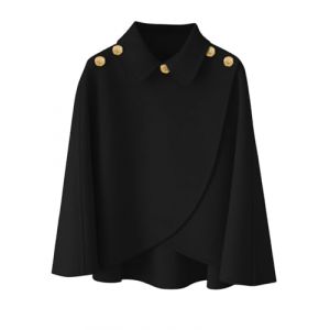 Rayson Poncho Ch&acirc;le Femme Capes Poncho Femme Hiver Chaud Chic et Elegant avec Boutons Chale pour l' Automne Hiver Noir (GTP Shop, neuf)