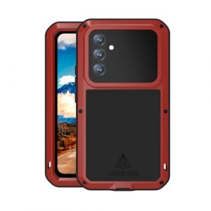 LOVE MEI Coque pour Samsung Galaxy A54 5G, Outdoor Sports Heavy Duty M&eacute;tal Blind&eacute; Coque &Eacute;tanche Antichoc Anti-poussi&egrave;re Full Body Protection Case avec Verre tremp&eacute; pour Galaxy A54 (Rouge) (Yeon store, neuf)