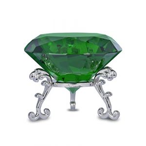 FBBULES 80mm Diamant Cristal Transparent avec Support en Verre, Diamants Décoratifs Presse-Papier, Diamant Décoration en Cristal pour Maison Mariage Fête Noël Anniversaire (zhuhaishi xiangzhou laixing dianzishanghang, neuf)