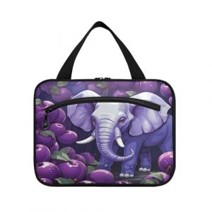 Linnyio Éléphant De Dessin Animé Violet Trousse de Toilette de Voyage Suspendue Maquillage,Grande Capacité Pliable Rangement Sacs de Lavage pour Femmes Filles (Linnyio, neuf)