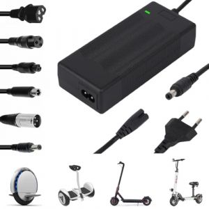 XUNNIU Chargeur Trotinette Electrique, 42V 2A Chargeur pour Scooter Électrique avec 6 Connecteurs, 36V Universel Chargeur de Batterie, Chargeur pour Hoverboard, Scooter Electrique, Monocycle (YECAI-EU, neuf)