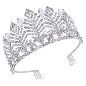 Ipetboom couronne baroque Bouquet Diad&egrave;mes corsage d&eacute;corations pour femme robe couronne princesse couronne de princesse mari&eacute;e petit couvre-chef coiffe de fille Tiare Alliage de zinc Silver (hikarish, neuf)