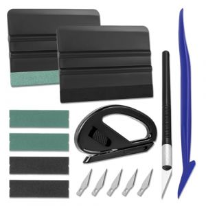 Art3d Outil Kit de Film de fenêtre Kit de Film de Voiture Professionnel avec raclette en Feutre et pièces de Rechange en Feutre, Couteau d’Artisanat et Lames, découpeur de Vinyle sûr, Micro raclette (Art3d, neuf)