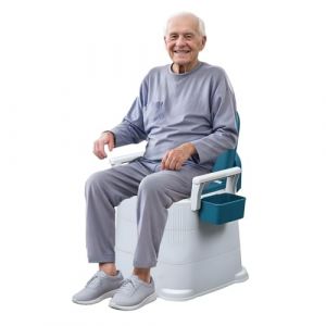 Chaise perc&eacute;e de chevet r&eacute;glable en hauteur avec accoudoirs &ndash; Toilettes portables pour adultes et personnes &acirc;g&eacute;es, pot de toilette pour adultes avec design ergonomique et forte capacit&eacute; de charge (syedikyii, neuf)