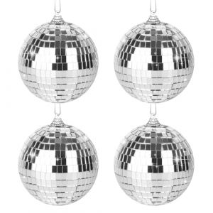 Lot de 4 Boule a Facette, 10 cmBoule Disco, Boules &agrave; Facettes, Petite Boule Disco, Convient pour Sapin de No&euml;l, arri&egrave;re-Plan de Mariage, d&eacute;coration de Bar, d&eacute;coration de Maison (Argent) (STORE FABIO GIACOMO S.R.L., neuf)