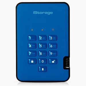 iStorage diskAshur2 SSD 1To Bleu - Disque SSD portable s&eacute;curis&eacute; - Prot&eacute;g&eacute; par mot de passe - R&eacute;sistant &agrave; la poussi&egrave;re et &agrave; l'eau - Cryptage mat&eacute;riel (iStorage Limited, neuf)