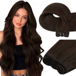 Easyouth Extension Tissage Cheveux Humain Brun Tissage Cheveux Naturel Extension a Tissage Cheveux Remy Brun Le Plus Foncé Lisse 40 cm 100g (Easyouth Hair, neuf)
