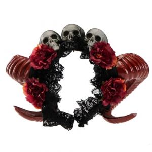 FackLOxc Dark Series Serre-tête en corne de chèvre pour Halloween, tête de mort, fleur, bandeau de fête, bandeau de scène, cosplay (XTYaa, neuf)