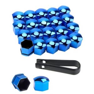 KGDUYC 20 Pièces 17mm Boulon Ecrou Couvre, Cache Ecrou 17mm, Capuchons D'Écrou De Roue,Capuchons Protection Hexagonal pour Écrous De Roue,Cache-Écrous De Roues 17mm,Cache Boulon Universels 17mm,Bleu (Qertyias OÜ, neuf)
