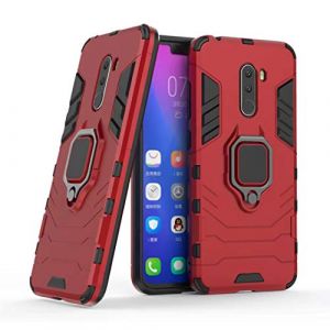 LuluMain Compatible avec Pocophone F1 Coque, Anneau de Support Téléphone Voiture Magnétique Bague 360 Étui de Protection pour Xiaomi Pocophone F1 (Rouge) (DaMain, neuf)