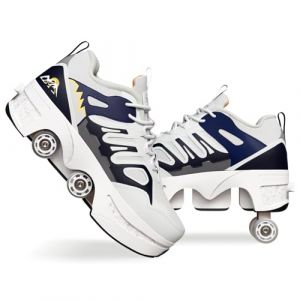 Chaussures à roulettes Escamotables 4 Roues pour Enfants - Basket Roller Garçon Fille (33-40) - Patins à roulettes Cachés, Skate Sneaker Enfant, blue-37 (JinFuRongDianZi, neuf)