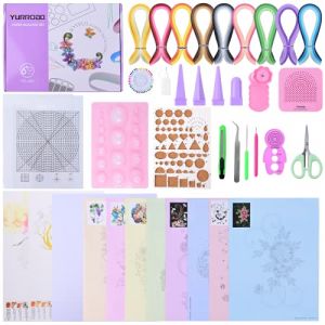 YURROAD Quilling Kit Complet pour Debutant avec Modele 900 Bande Quilling Papier 5mm et Outils Quilling Planche de Gabarit pour Quilling Stylo Quilling Guide Quilling Plateau Quilling Border (YURROAD CRAFTS, neuf)