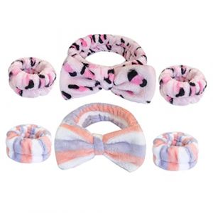 Happyyami 2ensembles Bandeau Et Bracelet De Spa De Doux Pour Maquillage Lavage Visage Design Adorable Et Rayures (Liunmiao, neuf)