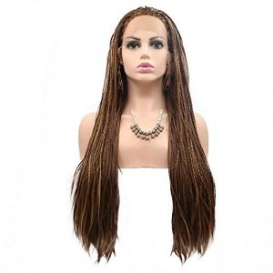 HBYLEE Perruque pour cosplay Drag Queen Blonde Boîte Blonde Perruque Naturelle Lace Front Wigs pour Femmes Cosplay Vacances Afro Amérique Cheveux Longs (弘玟商贸店, neuf)