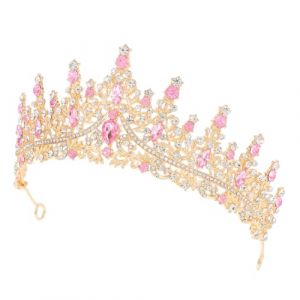 PartyKindom Accessoire De Cheveux Couronne Diad&egrave;me De Mari&eacute;e En Cristal Tiare De F&eacute;e D'anniversaire Tiare Baroque Princesse Tiara De Mariage Princesse Diad&egrave;me Reine Strass Rose Alliage De Zinc (Brushira, neuf)