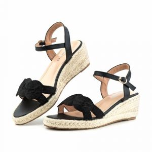 Hitmars Sandales Compensées Femme Été Espadrille Plateforme Talon Bout Confortable Chic Espadrilles Boucle de Cheville NN1 Noir 37 EU (Free Mobile OU, neuf)