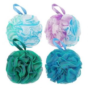 Fleur de Douche, Lot de 4 Eponges de Douche, Eponges Exfoliantes, Filet de Douche en Forme de Fleur, pour Gommage Corporel, Brosse Corporelle, Confortable, Douce et Douce (PX-EU, neuf)
