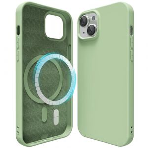 oakxco Coque Magn&eacute;tique Silicone pour iPhone 12 Mini, Compatible avec MagSafe, Antichoc, &Eacute;tui Mince, Antichoc Souple, Esth&eacute;tique, Tendance, Coque Rigide pour Femme, Vert Matcha (O-US, neuf)