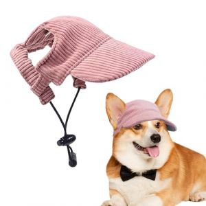 Voarge Casquette de baseball pour chien - R&eacute;glable avec trous d'oreille - Chapeau de soleil d'&eacute;t&eacute; - En velours c&ocirc;tel&eacute; respirant - Rose - Taille M (Voarge Direct, neuf)