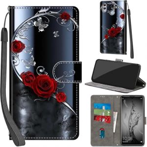 Coque pour Huawei P Smart 2019/ Honor 10 Lite, Etui Protection Housse Premium en Cuir PU Portefeuille, [Ranges Cartes] [Fonction Support] Pochette pour Huawei P Smart 2019, papillon d'argent (TILANDER, neuf)
