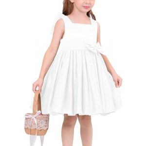 OMEWEE Robe B�b� Petites Filles Bowknot Tutu Princesse Robe de Bapt�me Fille Tutu Dress avec N�ud Papillon Robe de Soir�e de Mariage de Demoiselle d'honneur 1-3 Ans Blanc 6-12mois (OMEWEE-EU, neuf)