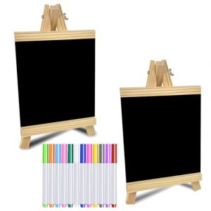 FuxFuis 2 PCS Tableaux Noirs avec Support, Petit Tableau Noir Ardoise Présentoir Tableau Noir Mini Ardoise pour Chevalet 28 * 16cm avec 12 Stylo Aquarelle pour Boulangerie, Buffet, Mariage, Fêtes (CREDÍVEL E CRUCIAL - UNIPESSOAL LDA, neuf)