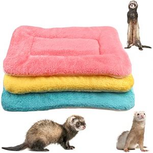 Lot de 3 lits en polaire pour petit animal, chauds et moelleux, tapis de couchage pour chaton, lapin, chinchilla, écureuil, hérisson (taille L : 48 x 30 cm, D) (BundleMall, neuf)