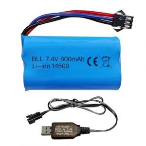 1PCS 7.4V 600mah 2S Batterie Li-ION avec Prise SM-3P & 1PCS Ligne de Chargement USB pour DE82 TK3086B G20601 RC Jouet RC VoitureTK-3082B Cascadeur Batterie de Voiture (FengYun Store, neuf)
