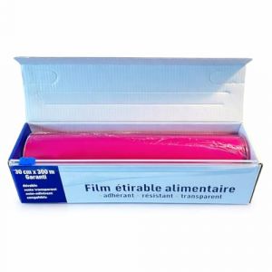 Film &Eacute;tirable Alimentaire 30 cm x 300 m avec ZIPcut &ndash; Lot de 1 Rouleau &ndash; Qualit&eacute; Professionnelle &ndash; Pour Conservation des Aliments, Emballage S&eacute;curis&eacute; et Fra&icirc;cheur Durable &ndash; Usage Pro (Vertduree, neuf)