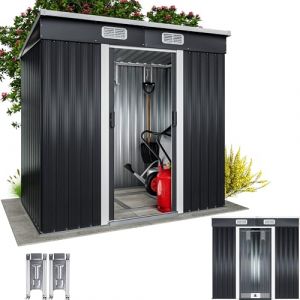 GARDEBRUK&reg; Abri de Jardin m&eacute;tal L 2m&sup2; Fondation 200x125x185cm Porte coulissante Anthracite cabane de Jardin cabanon Rangement Outils 3,4m&sup3; (DEUBA-FR, neuf)