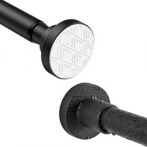 Kongming Barre Rideau Douche Extensible Tringle Rideaux Sans Perçage Perche Télescopique en Acier Inoxydable 304, Antidérapant & Ne Rouille Jamais pour Fenêtres, Penderie, Porte (Noir, 60-130cm) (Kongming Direct, neuf)