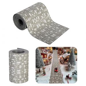 Route de Briques de Village de Noel Miniature, 9 x 100 cm Tapis de Route pour Maison de Poup&eacute;e, D&eacute;coration de Rue Miniature de No&euml;l, Accessoires Village de Noel (Gris) (yuwangwang, neuf)