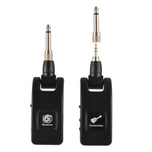 Bewinner Système de Guitare sans Fil Portable, 10 Heures de Temps de Travail, émetteur-récepteur de Guitare pour Violons Basses électriques/acoustiques, Matériau ABS Noir (1 récepteur avec 1 émetteur) (Bewinner151, neuf)