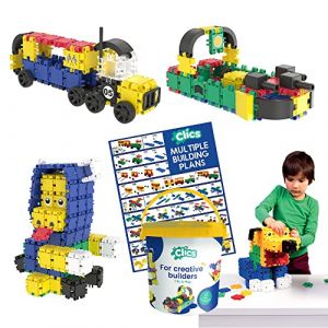 Clics Jouets de Construction pour Les Enfants à partir de 3 Ans, Jouets éducatifs créatifs dans Un Ensemble de 275 pièces, Blocs de Construction pour Filles et garçons, Jouets Montessori STEM, (solarcosa, neuf)