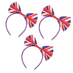 BAZEITFLOW Lot De 3 Bandeaux &agrave; N&oelig;uds Petit Format En Tissu L&eacute;ger, D&eacute;cor Drapeau Union Jack, Accessoires Cheveux Pour Supporters De Football Et F&ecirc;tes (KINING, neuf)