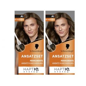 Schwarzkopf Kit de racines A1 brun clair à moyen niveau 3 (2 x 44,5 ml), coloration permanente pour cacher la racine des cheveux en seulement 10 minutes, couleur de racines pour des transitions (SpeedySelect, neuf)