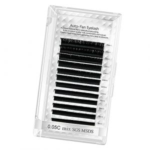 Dioche Ventilateur Automatique Faux Cils Salon Professionnel Cils de Volume Noirs Extension Facile &agrave; Fanner 12 Rang&eacute;es Nanom&egrave;tre Mat&eacute;riau PBT pour Esth&eacute;ticiennes de Cils (M&eacute;lange de 0,3 &agrave; 0,6 pouces) (Qkiss, neuf)