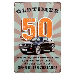 D&eacute;co 50e anniversaire pour homme, panneau vintage en t&ocirc;le, 50e anniversaire pour hommes, carte d'anniversaire 50 ans pour homme, panneaux r&eacute;tro en t&ocirc;le (20 * 30 cm) (weiwu-FR, neuf)