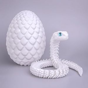 WUQIREN &OElig;uf de serpent imprim&eacute; en 3D avec serpent &agrave; l'int&eacute;rieur, animaux imprim&eacute;s en 3D, comme un serpent mobile, design r&eacute;aliste de serpent, 45,7 cm (blanc) (Fast Media Ships From USA, neuf)