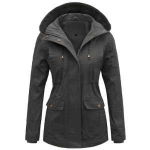Tuopuda Veste Femme mi Saison Parka en Coton Blouson avec Capuche D&eacute;contract&eacute; Manteau Printemps Veste Militaire Zipper Jacket Coat Classique Automne Hiver Outwear, Gris, XL (GHF-Direct, neuf)