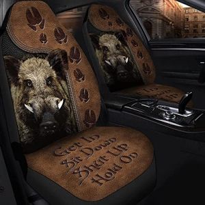Si&egrave;ge De Voiture Housse De Si&egrave;ge Motif en Cuir Marron 3D Empreintes De Chasse Au Sanglier Car Seat Cover Confortable Couvre Si&egrave;ge Voiture pour Suvs, Auto, Vehicles, 52X138Cm (FDHUXKD, neuf)