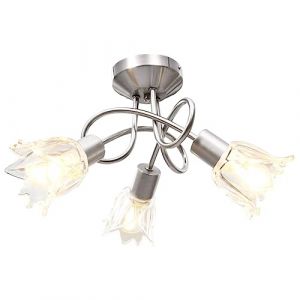 vidaXL Plafonnier et Abat-jour Lustre Lampe Suspendue Luminaire d'Int&eacute;rieur Salon Chambre &agrave; Coucher Verre Transparent 3 Ampoules E14 Tulipe (shop.nova, neuf)