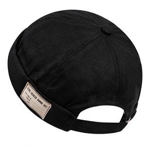 CLAPE Coton Bonnet Docker Homme Femme Casquette sans Visière Adjustable Docker Hat Bonnet de Marin Beanie Skullcap Black GD21 (CLape, neuf)