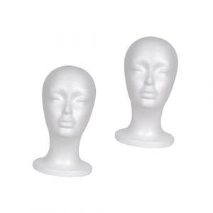 Ipetboom 2pièces Tête De Mannequin Mousse Pour Perruque Et Accessoires Lot De Modèles Féminins Blancs Pour Présentation Salon Et Boutique (Cowan Micro, neuf)