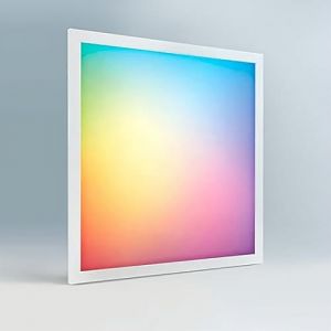 FactorLED Dalle LED Plafond R&eacute;glable RGBW 60x60 40W CCT + RGB 3000 &ndash; 6000 Kelvin Panneau fin dimmable faux plafond cadre blanc avec t&eacute;l&eacute;commande (FACTORLED, neuf)