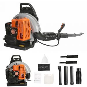 Souffleur Thermique à Dos, 63CC Moteur à Essence 2 Temps 3 CV, Souffleur de Feuilles avec Sangle Dorsale Confortable pour Enlèvement Feuilles Mortes Jardinage, Souffleur Feuille EB650 (Juannia, neuf)