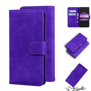 LMFULM&reg; &Eacute;tui pour Sony Xperia 1 J8110 J8170 J9110 J9150 (6,5 Pouces) PU Magn&eacute;tique Pochette Cuir Housse Rabattable Case Stent Fonction Cover Pourpre (LMAZWUFULM, neuf)