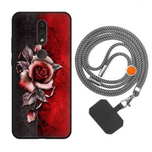 vingarshern Coque Compatible avec Nokia 4.2 Antichoc Silicone Bumper Case Étui de Protection Housse Coque avec Motif,Souple Coque avec Cordon Detachable,Rose Rouge (YOUKARSHERN, neuf)