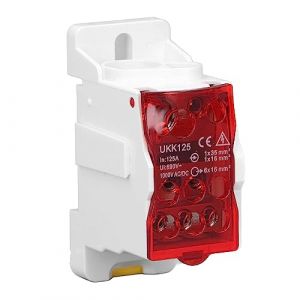 Uadme Bornier Electrique, UKK125 Bornier Rail DIN, Bloc de Jonction 690V, pour Armoires de Distributio Armoires Haute Tension (Rouge) (OKBY, neuf)